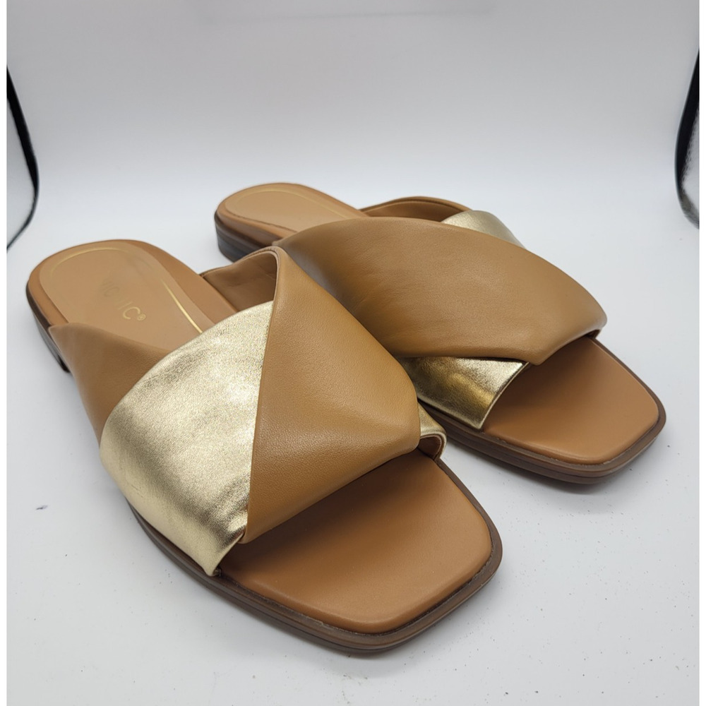 Tan & Gold Slide Sandals - Women - Picture 5 of 11
